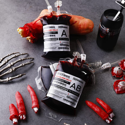 meowtastic Blood Bags for Drinks for Halloween Party Decorations, Reusable Halloween Blood Bag Drink Pouches with Syringe, IV Bags for Drinks, Vampire Nurse Graduation Decoration Supplies, Pack of 20