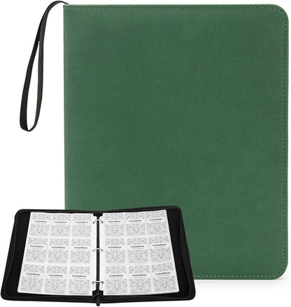 Card Binder – 720 Capacity, Zippered Trading Card Holder for MTG, Sports & Collectible Cards – Acid-Free, Durable & Travel-Friendly Storage (Green dots, 9 Pocke)