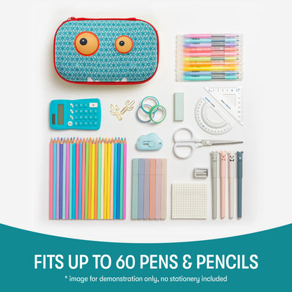 ZIPIT Beast Pencil Box for Kids, Large Capacity Cute Pencil Case for School, Stationery Organizer Box, Blue