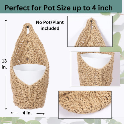 Shineloha 2 Pack 4-inch Hanging Planters for Indoor Plants, Macrame Wall Plant Hanger | Wall Plant Holder, Wall Planters for Indoor Plants (2 Pack, up to 4 inch Pot)