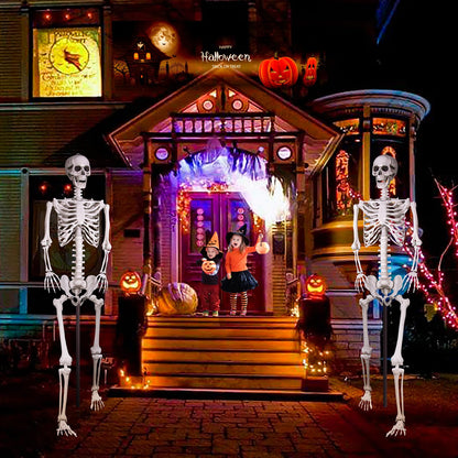 LaLamona 7.9ft Halloween Giant Skeleton, Tall Outdoor Skeleton with Full Body Posable Joints, Scary Plastic Large Skeleton for Halloween Haunted House Spooky Scene Decorations
