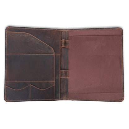 TheAntiq Leather Portfolio Organizer Professional Leather Padfolio for Men and Women A4 Document Folder Resume Holder Legal Pads 8.5 x 11 Padfolio Executive Writing Pad and Document Organizer Brown