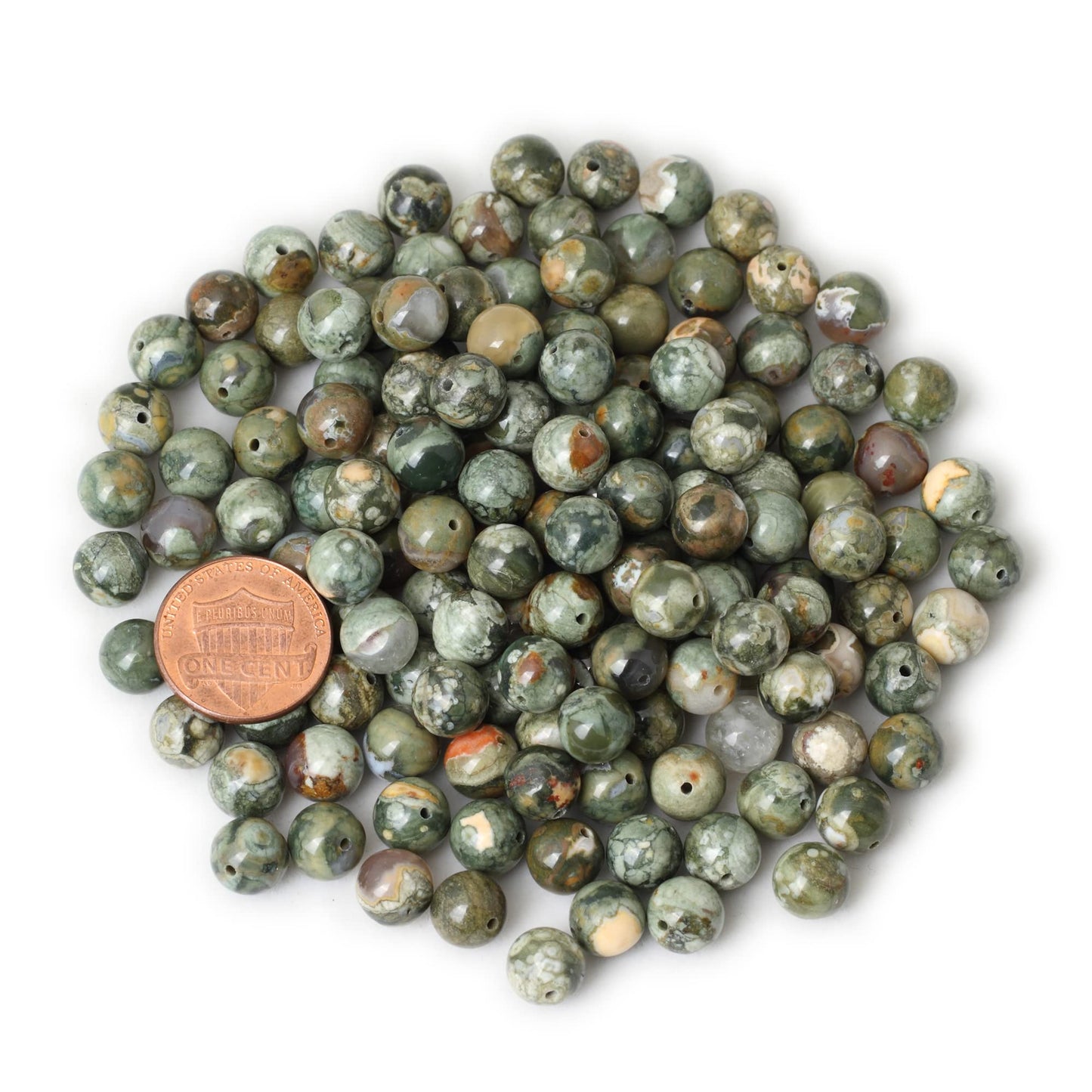 CHEAVIAN 45PCS 8mm Natural Aust Rhyolite Stone Gemstone Round Loose Beads for Jewelry Making 1 Strand 15"