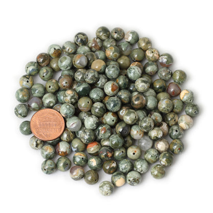 CHEAVIAN 45PCS 8mm Natural Aust Rhyolite Stone Gemstone Round Loose Beads for Jewelry Making 1 Strand 15"