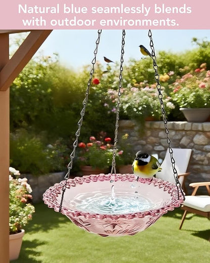 2 Pack Hanging Bird Baths and Feeders for Outdoors, Plastic Bird Bath Bowl & Hanging Feeder for Garden Yard Decor,Lilac Purple