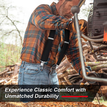 Ultrashang CLASSIC Mens Heavy-Duty Suspender: 2-Inch Wide, Sturdy Clips, X-Back, Adjustable Elastic Work Suspenders