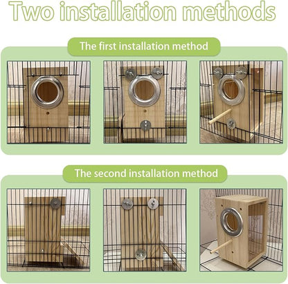 Parakeet Nesting Box, 7.87 X 4.72 X 4.72 inch Transparent Bird Nest Breeding Box with Perch Parrot Mating Box Wood Bird House Aviary for cage (S Vertical)