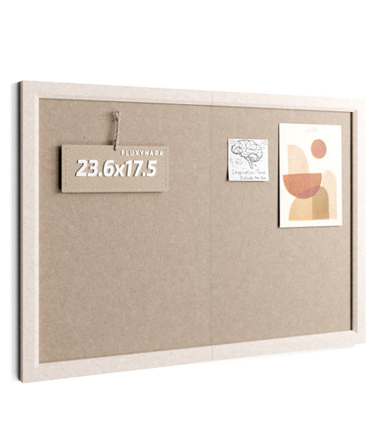 Fluxynara Bulletin Board with Oatmeal Frame, 23.6" x 17.5" Cork Board Alternative with 12 Safe Removable Adhesive Tabs, Foldable Felt Pin Board for Home Office, Classroom—Deep Camel