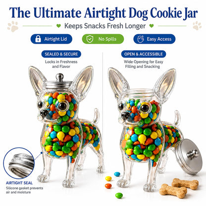 BQFLY Chihuahua Gifts Dog Cookie Jar Cute Candy Treat Container Unique Goose Jars Dachshund Fun Dish Glass Cat Turtle Candy-Shaped Containers Animal Airtight with Lid Snack Bean Storage Bottle