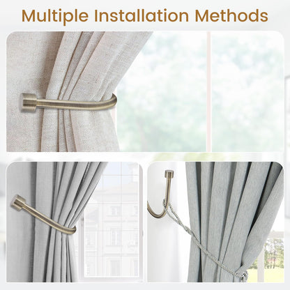 HIKMLK Curtain Holdbacks 2pcs, 100% Cast Iron Solid Heavy Duty Metal Curtain Tieback Hook Side Holders for Wall, Curtain Pull Backs for Drapes Window Home Decoration（Antique Brass ）