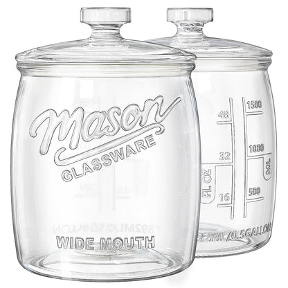 2 Pack Cookie Jar, 1/2 Gallon Glass Storage Containers with Airtight Lids, Wide Mouth Food Jars & Canisters for Kitchen, Pantry, Apothecary, Flour, Sugar, Sourdough Starter, Dog Treat, Half Gallon