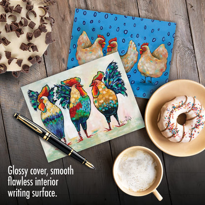 The Best Card Company - 20 Assorted Blank Note Cards Boxed Set 4 x 5.12 Inch with Envelopes (10 Designs, 2 Each) - Ducks In A Row AM10343OCB-B2x10