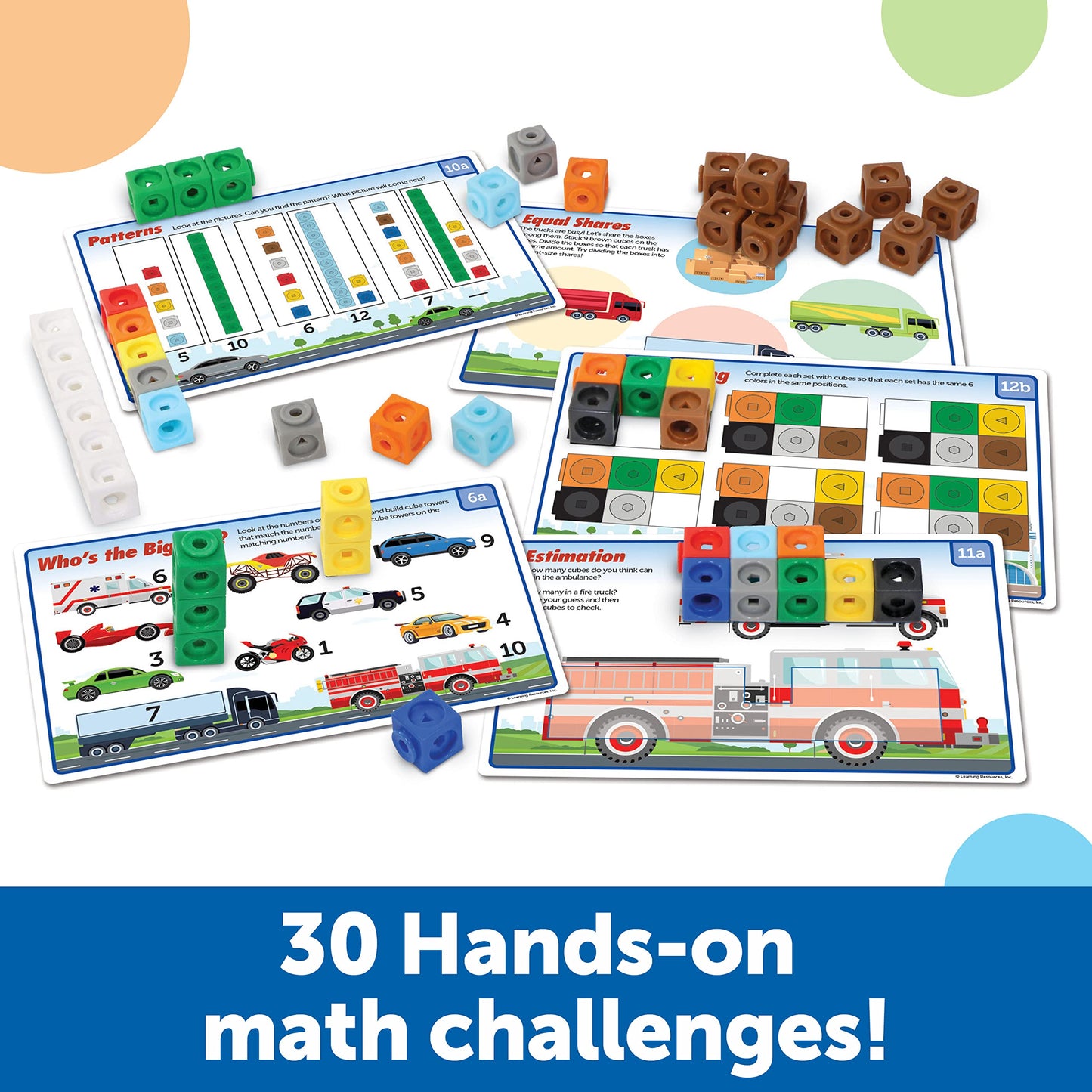 Learning Resources MathLink Cubes Kindergarten Math Activity Set: Mathmobiles 115 Pieces, Ages 5 and Up Kindergarten STEM Activities, Math Activity Set and Games for Kids