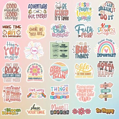 300PCS Motivational Stickers for Vision Board by Puraesla Water Bottles Laptops, Inspirational Quote Waterproof Vinyl for Journals Cups, Affirmation Boho Stickers for Women Holographic