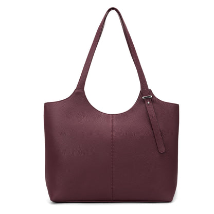 befen Genuine Leather Tote Bags for Women Work, Real Burgundy Leather Shoulder Handbags Zippered Satchel Purses with Adjustable Strap for Casual Shopping Travel, Burgundy