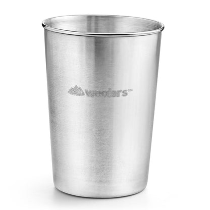 Wealers Unique Complete Messware Kit Polished Stainless Steel Dishes Set| Tableware| Dinnerware| Camping| Buffet| Includes - Cups | Plates| Bowls| Cutlery| Comes in Mesh Bags (Single Person Blue)