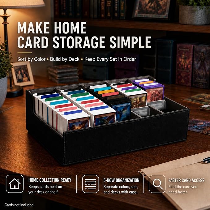 3900+ High-Capacity Card Display Storage Box, 5-Row Design (Ideal for Collectors & Beginners), Heavy-Duty Archival Case for MTG/TCG/Sports Cards, Reinforced Organizer with Shoulder Strap (Black)