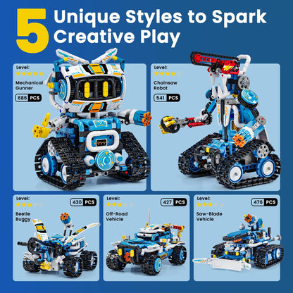 Glikid 5 in 1 STEM Robotics Kit for Kids 8-12, APP & Remote Control Robot Building Kit, Science Project Kit & STEM Toys for Ages 8-13, Gifts for 8 Year Old Boys Girls
