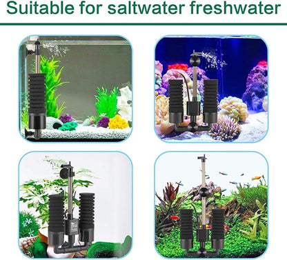 AQQA Aquarium Electric Power Sponge Filter,3W/5W Silence Submersible Foam Filter,Sponges Bio Ceramic Media Balls Double Filter for Saltwater Freshwater Fish Tank (S)