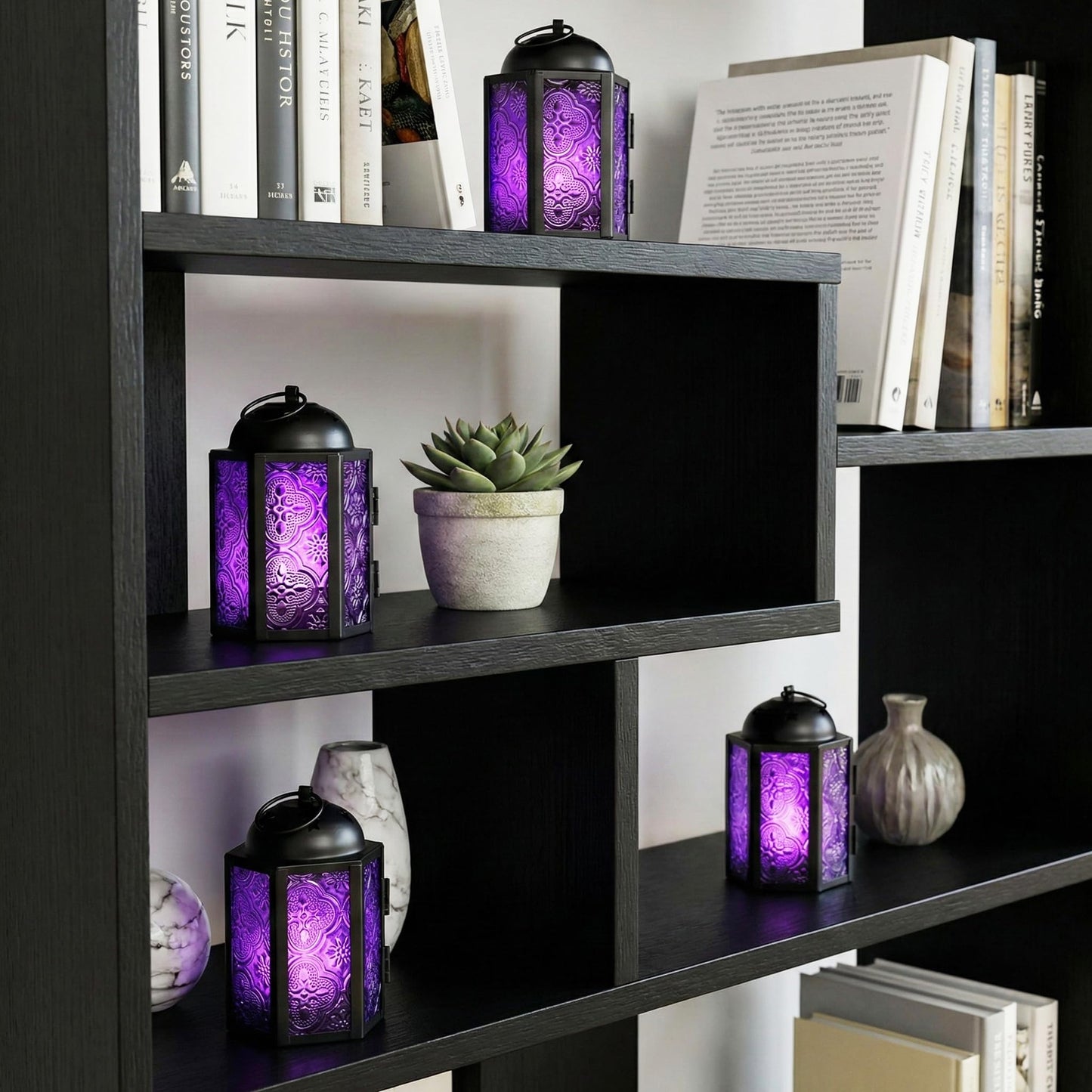 Vela Lanterns Decorative Indoor Mini Tea Light Candle Holders, Purple
