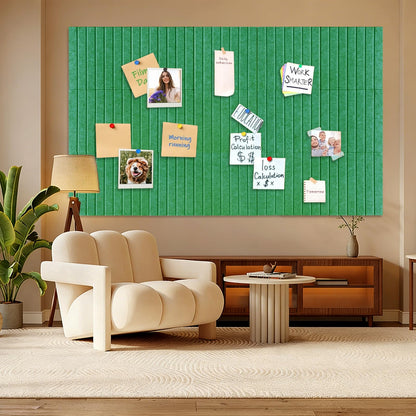 15 Pack Felt Bulletin Board, 35" x 59" Large Green Pinboard with 30 Push Pins, Felt Pin Board, Self-Adhesive Cork Board Tiles for Home, Office Walls, School Classroom Message Photos Display
