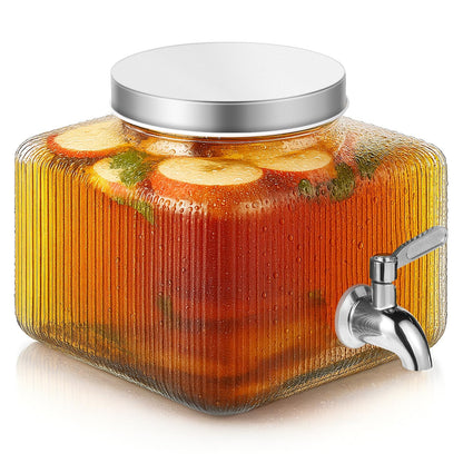 1 Gallon Drink Dispensers for Parties,Beverage Dispenser for Fridge with Leakproof Stainless Steel Spigot, Ideal for Water, Lemonade, Juice, Iced Tea