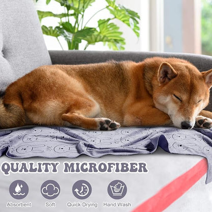 Peryiter 8 Pcs Dog Drying Towels Bulk 55'' x 28'' Pet Grooming Absorbent Microfiber Dog Bath Towels Quick Drying Puppy Bathing Towel for Small Medium Large Cats Pets Bathing Grooming(Grey)