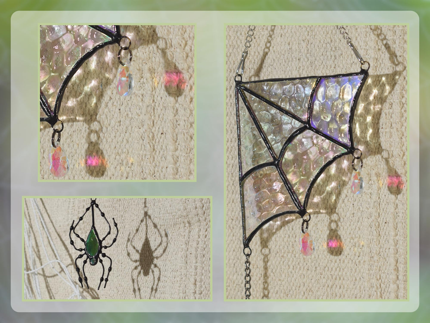 Velasyart Stained Glass Spider Web Suncatcher - Gothic Window Suncatcher Decor