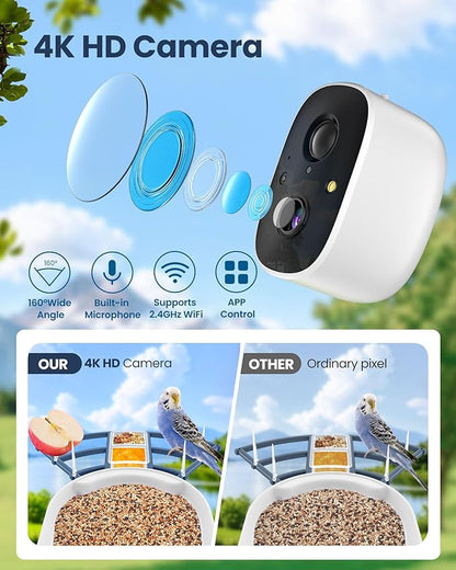 Mother’s Day Present, Smart Bird Feeder with Camera, Solar Powered Bird Feeder Camera with AI Bird Identification, Bird Watching Camera Outdoor, Auto Capture & Notify, Ideal Present for Bird Lover