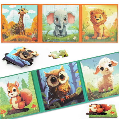 Magnetic Puzzles for Toddlers 3-5 2PK-72PCS-6 Animal Themes Magnetic Puzzles for Kids 4-6 Travel Puzzle for Airplane/Car/Road Trip/Gift Toys for 3 4 5 6 Year Old Girls and Boys