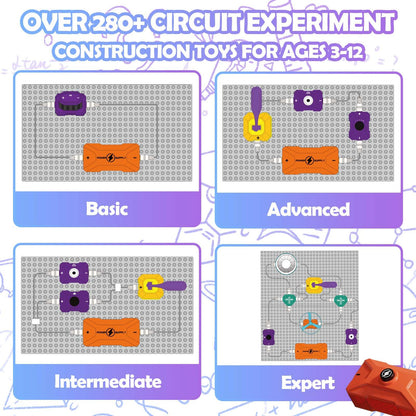 Science Kits for Kids Age 3-12, STEM Electronics Exploration Kit with 45 Circuit Parts, 380+ Science Experiments, Ideal Learning & Education Toys Gift for Boys and Girls, for Hands-On Physics Learning