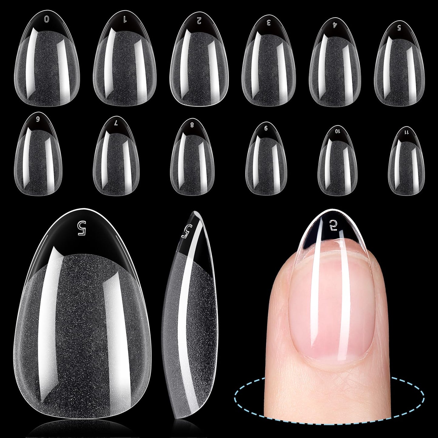 TOMICCA Short Nail Tips Extra Short Square Nail Tips, 192Pcs Fake Nails 12 Sizes Acrylic Clear Nails for Beginner and Professional DIY Gel Nails Salon