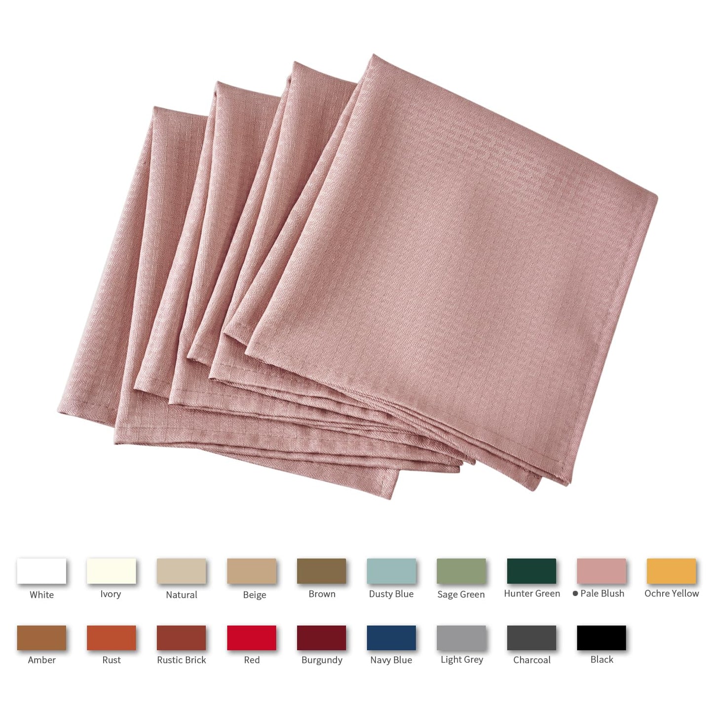 maxmill Cloth Napkins Weaved Texture Pattern Soft Comfortable and Luxury Serviette for Restaurant Family Dinners Weddings Parties and Banquets Set of 4 Pieces, 20 x 20 Inch Pale Blush