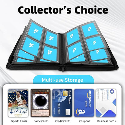 Top Loader Binder, Holds 112 Cards in 3"x4" Toploaders, Trading Card Binder 4 Pocket for TCG, MTG, YGO, Game Cards, Sports Cards(Black)