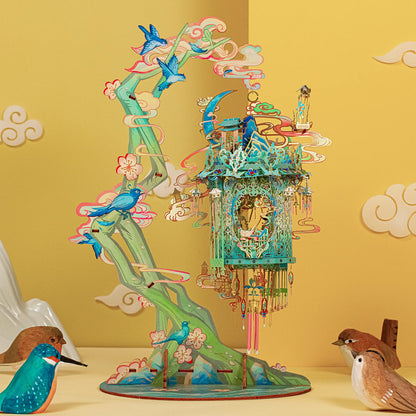 MU 3D Metal Puzzles for Adult Lucky Magpie Palace Chinese Style Birdcage Miniature Building,DIY Metal Model Kits Building Birds and Flower Castle DIY Sets Gift