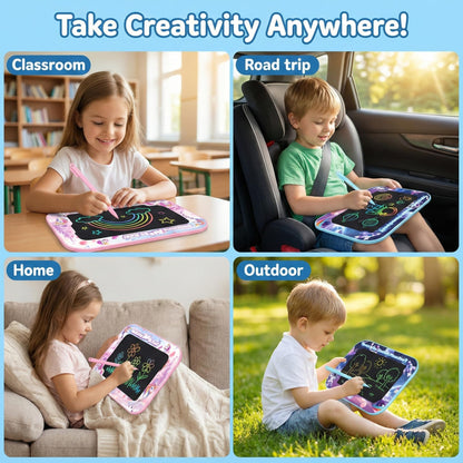 10 Inch LCD Writing Tablet for Kids,2 Pack Kids Drawing Board, Doodle Pad with Color Screen, Reusable Electronic Writing Tablet for Ages 3-8, Educational Travel Toys for Boys & Girls Birthday Gifts