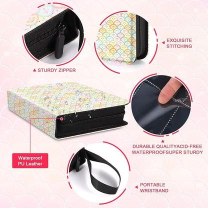 CLOKORIA Card Binder for Girls Gifts,440 Cards Collectible Trading Card Holder Case with 55 Sleeves, 4 Pocket for TCG Game Cards Collection Sports Trading Cards Collector Album (Colorful fish scales)