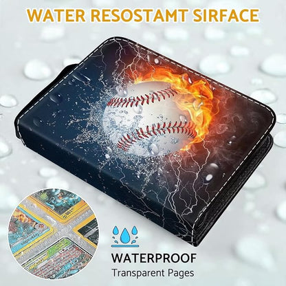 Baseball Card Binder Holder 480 Pockets with 60 Removable Sleeves, Portable Sports Trading Cards Binder Album Collector Organizer Protectors with Zipper,Waterproof