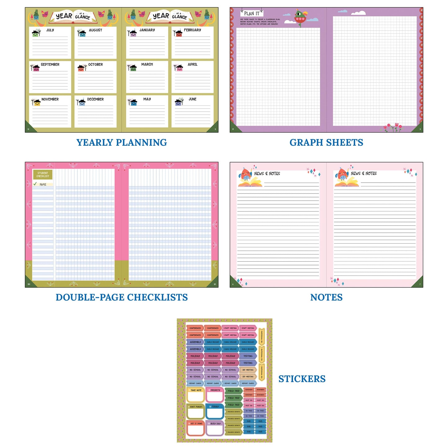 Carson Dellosa Education Fairy Tale Forest Teacher Planner, Undated 8"x11" Lesson Plan Book With Stickers, Class Schedule, Weekly Calendar, Classroom Must Haves, Homeschool Essentials, School Supplies