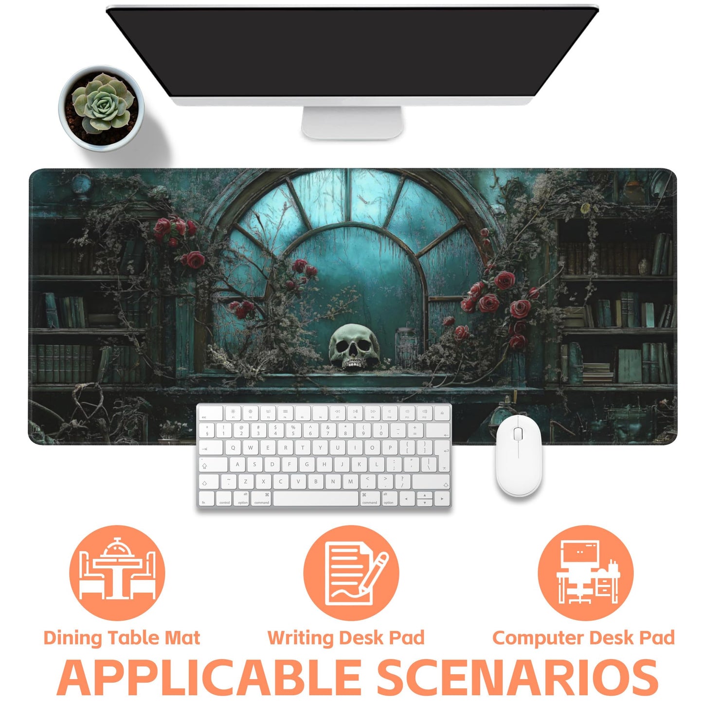 NIYLYNSYN Gothic Art Gaming Mouse Pad,Large Non-Slip Thick Stitched Edge Mouse Mat for Home Office Gaming Keyboard Desk Pad (35.4 x 15.7 Inches)