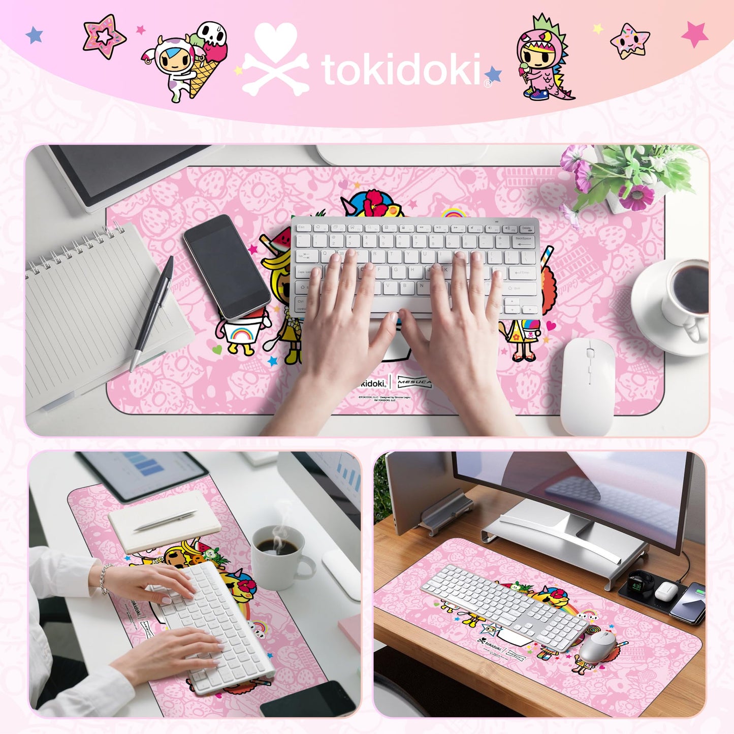 tokidoki Unicorno Mouse Pad Large Gaming Computer Mouse Pad Extended Keyboard Desk Accessories for Office Computer Laptop