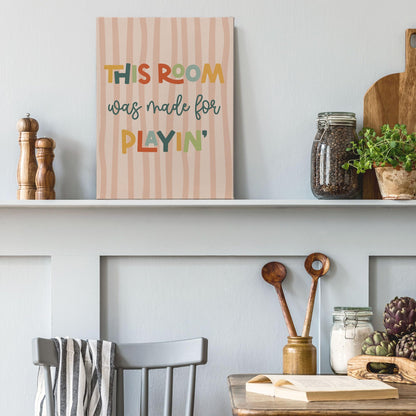 XINCEYWJ Boho Kids Playroom Wall Decor, This Room Was Made For Playin Canvas Art Prints Framed, Welcome Sign, Trendy Nursery Wall Art for Kids Girly Boys Toddler Room Dorm Bedroom, 11x14 In