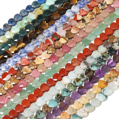 Nitopupu 22pcs Faceted Heart Stone Beads Natural Indian Agate Bead 8mm Crystals and Healing Stones for Jewelry Making Supplies, Friendship Bracelet Kit, Love Gifts