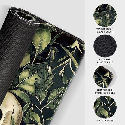 Mcapirivo Gothic Dark Botanical Large Gaming Mouse Pad 31.5"x15.7"｜XXL Desk Mat, Non-Slip Rubber Base & Stitched Edges - Extended Waterproof Mousepad for PC/Laptop/Office/Home Decor