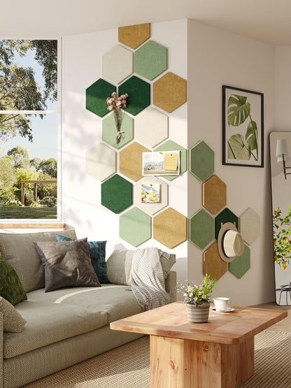 Uoisaiko 8 Pack Hexagon Felt Bulletin Board Tiles - 12" Large Thick Pin Board for Walls with 30 Push Pins, DIY Boards for Office Home School Decor, Aesthetic Hex Cork Board Alternative