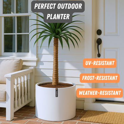 Fox & Fern Plant Pot, Large Plant Pots for Indoor & Outdoor, UV & Frost Resistant Plant Vase with Drainage Plug, Fiberstone, Large Indoor Pots for Plants & Flowers, House Indoor Plant Pot, Single Pot