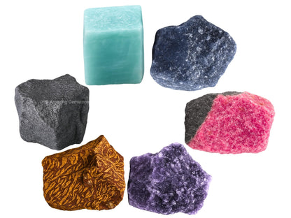Amazing Gemstone Crystals for Quit Alcohol Manifestation, Set of 6 Amazonite, Blue Aventurine, Hematite, Rhodonite, Mariyam Jasper and Lepidolite Healing Crystals and Stones