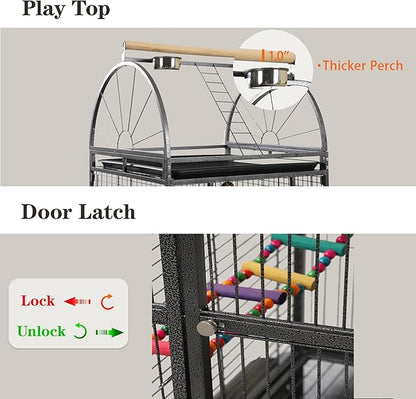 69-inch Large Bird Cages for Parrots,Large Parrot Cages for Large Birds, Flight Cage for Birds,Large Parakeet Cage with Birdcage Cover for African Grey,Quaker,Cockatiel,Green Cheek Conure