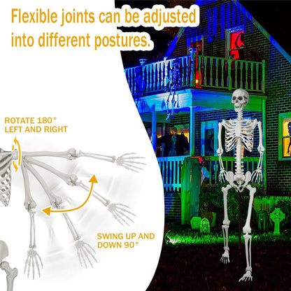 LaLamona 7.9ft Halloween Giant Skeleton, Tall Outdoor Skeleton with Full Body Posable Joints, Scary Plastic Large Skeleton for Halloween Haunted House Spooky Scene Decorations