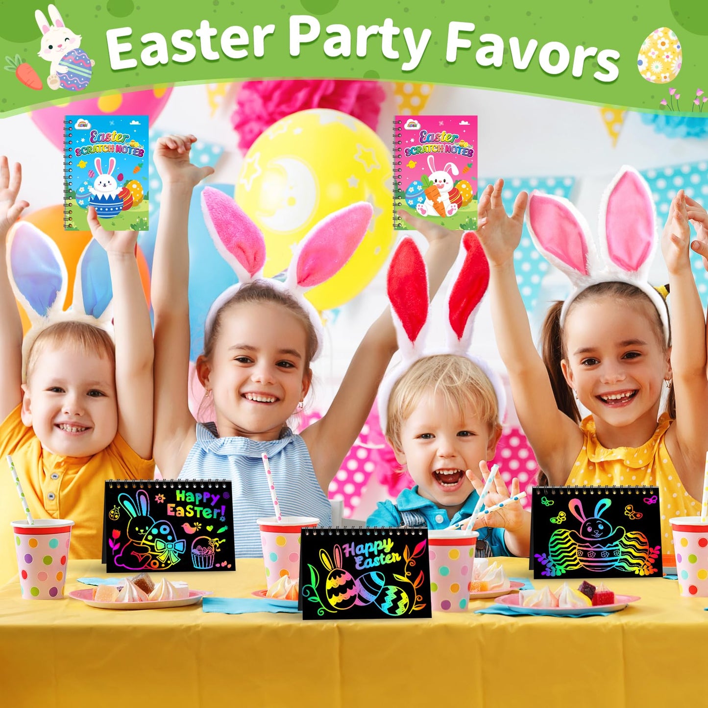 ZMLM Easter Classroom Gifts For Students: 24 Pack Scratch Rainbow Art Notebook Paper, Party Favors For Kids 4-8, Birthday Goodie Bags Stuffers, Student Prizes From Teacher, Kindergarten Toy